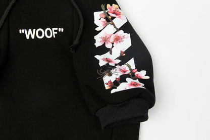 Dog Hoodie - Blossom Paws Black